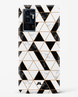 Black on White Patchwork Marble Hard Case Phone Cover-(Vivo)