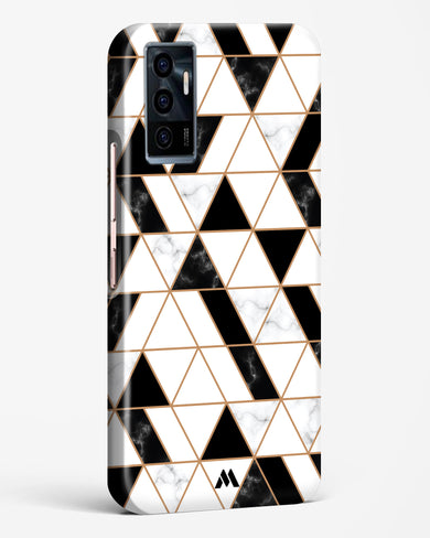 Black on White Patchwork Marble Hard Case Phone Cover-(Vivo)