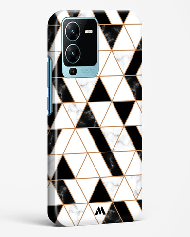 Black on White Patchwork Marble Hard Case Phone Cover-(Vivo)