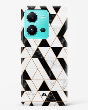 Black on White Patchwork Marble Hard Case Phone Cover (Vivo)