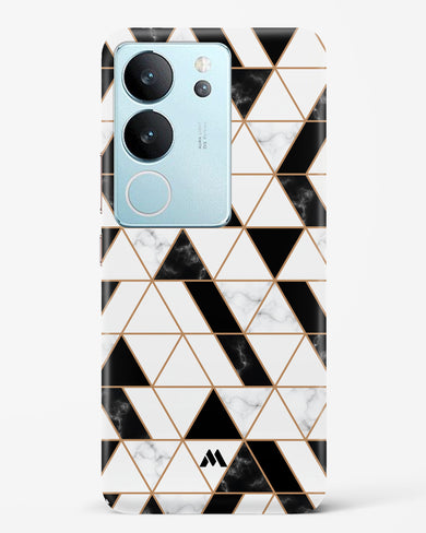 Black on White Patchwork Marble Hard Case Phone Cover-(Vivo)