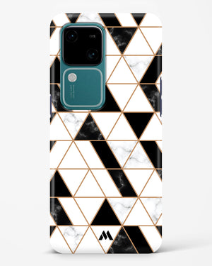 Black on White Patchwork Marble Hard Case Phone Cover (Vivo)