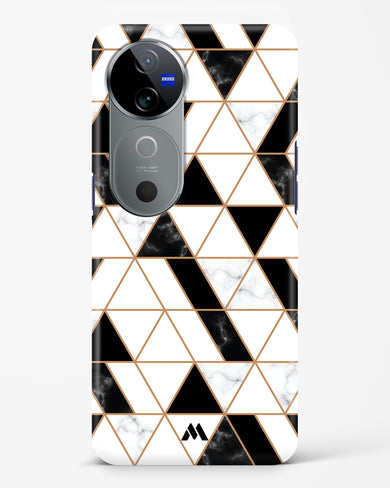 Black on White Patchwork Marble Hard Case Phone Cover (Vivo)