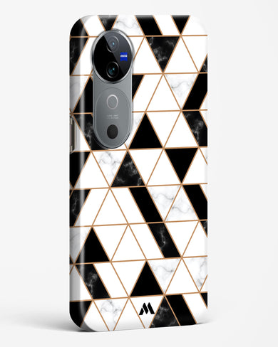 Black on White Patchwork Marble Hard Case Phone Cover (Vivo)