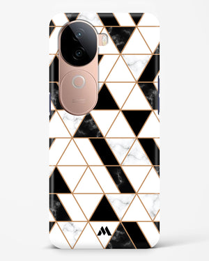Black on White Patchwork Marble Hard Case Phone Cover (Vivo)