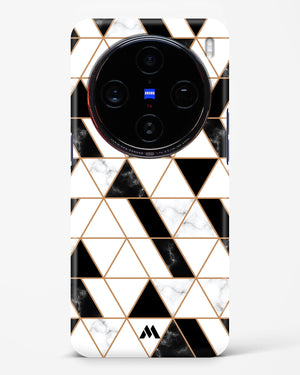 Black on White Patchwork Marble Hard Case Phone Cover (Vivo)