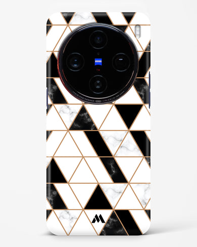Black on White Patchwork Marble Hard Case Phone Cover (Vivo)