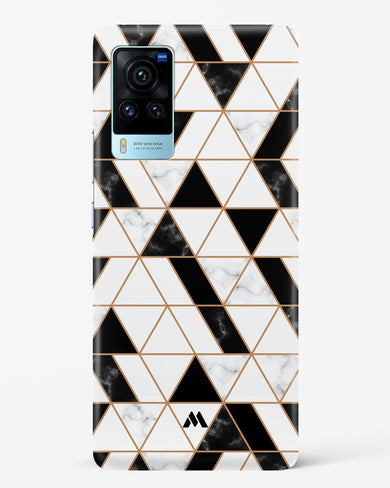 Black on White Patchwork Marble Hard Case Phone Cover-(Vivo)