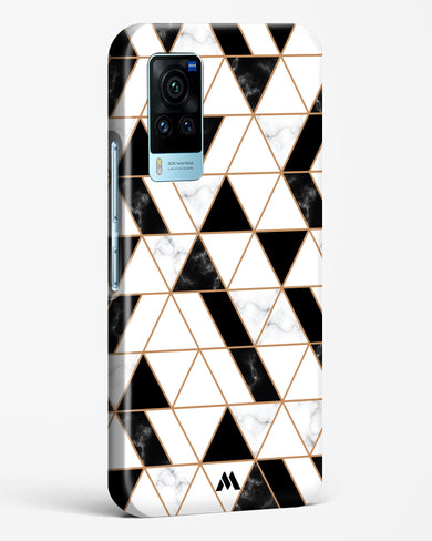 Black on White Patchwork Marble Hard Case Phone Cover-(Vivo)