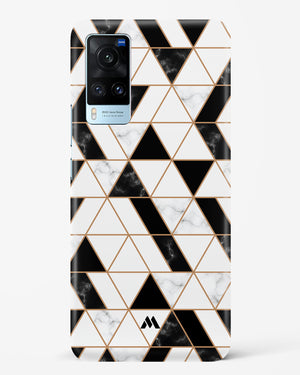 Black on White Patchwork Marble Hard Case Phone Cover (Vivo)