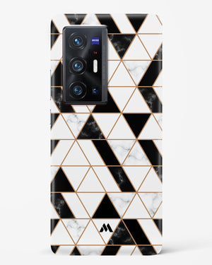 Black on White Patchwork Marble Hard Case Phone Cover (Vivo)