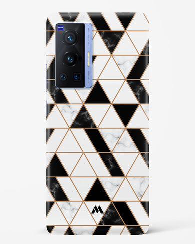 Black on White Patchwork Marble Hard Case Phone Cover-(Vivo)