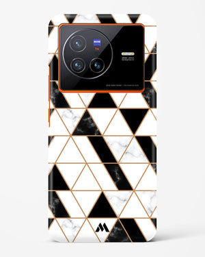 Black on White Patchwork Marble Hard Case Phone Cover-(Vivo)