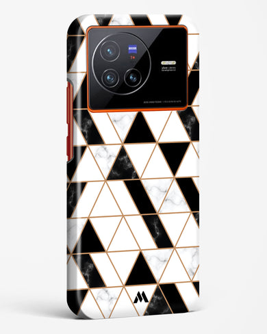 Black on White Patchwork Marble Hard Case Phone Cover (Vivo)