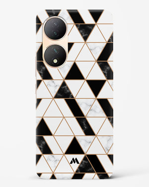 Black on White Patchwork Marble Hard Case Phone Cover (Vivo)