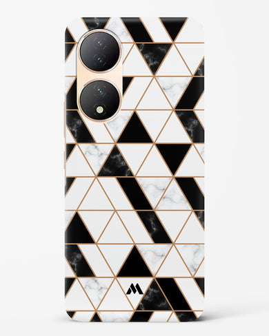 Black on White Patchwork Marble Hard Case Phone Cover-(Vivo)