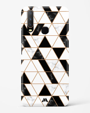 Black on White Patchwork Marble Hard Case Phone Cover (Vivo)