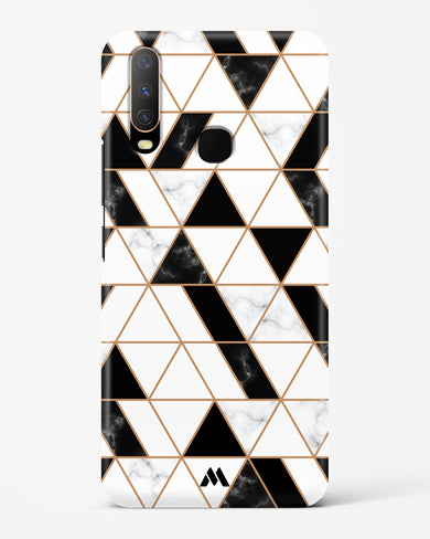 Black on White Patchwork Marble Hard Case Phone Cover-(Vivo)