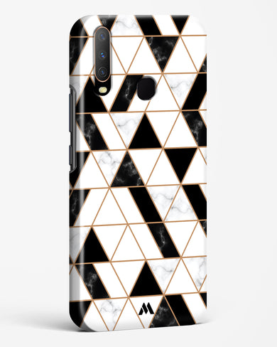 Black on White Patchwork Marble Hard Case Phone Cover-(Vivo)