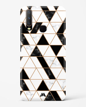 Black on White Patchwork Marble Hard Case Phone Cover (Vivo)