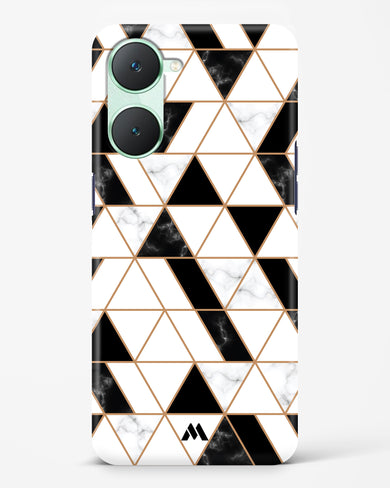 Black on White Patchwork Marble Hard Case Phone Cover (Vivo)
