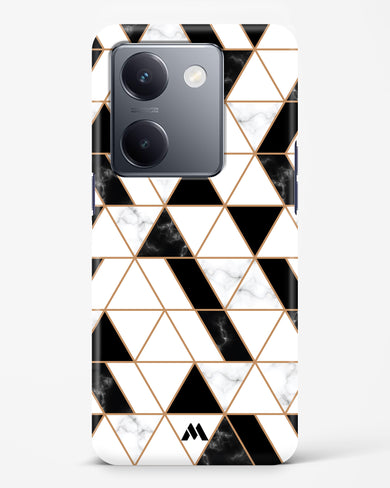 Black on White Patchwork Marble Hard Case Phone Cover (Vivo)