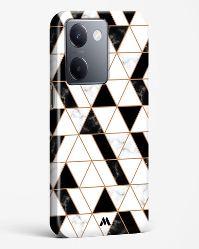 Black on White Patchwork Marble Hard Case Phone Cover (Vivo)