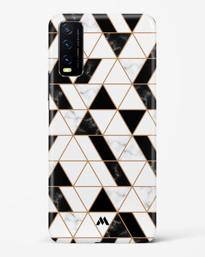 Black on White Patchwork Marble Hard Case Phone Cover-(Vivo)