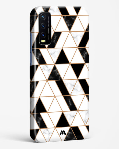 Black on White Patchwork Marble Hard Case Phone Cover (Vivo)
