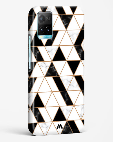 Black on White Patchwork Marble Hard Case Phone Cover-(Vivo)