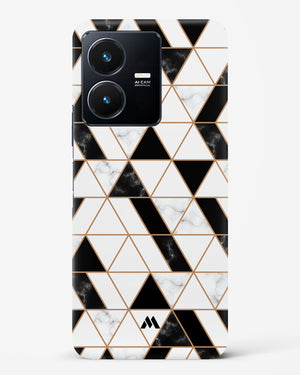 Black on White Patchwork Marble Hard Case Phone Cover-(Vivo)