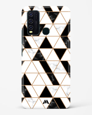 Black on White Patchwork Marble Hard Case Phone Cover-(Vivo)