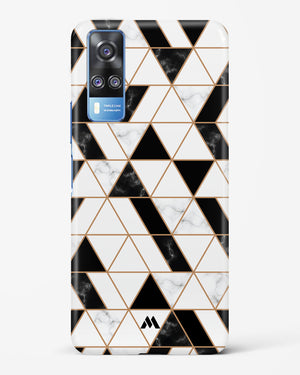 Black on White Patchwork Marble Hard Case Phone Cover-(Vivo)