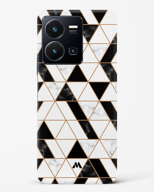 Black on White Patchwork Marble Hard Case Phone Cover-(Vivo)