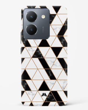 Black on White Patchwork Marble Hard Case Phone Cover-(Vivo)