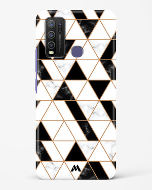 Black on White Patchwork Marble Hard Case Phone Cover (Vivo)