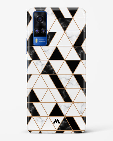 Black on White Patchwork Marble Hard Case Phone Cover (Vivo)