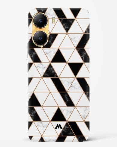 Black on White Patchwork Marble Hard Case Phone Cover-(Vivo)