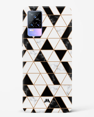 Black on White Patchwork Marble Hard Case Phone Cover-(Vivo)