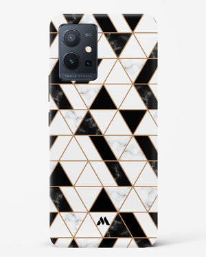 Black on White Patchwork Marble Hard Case Phone Cover (Vivo)