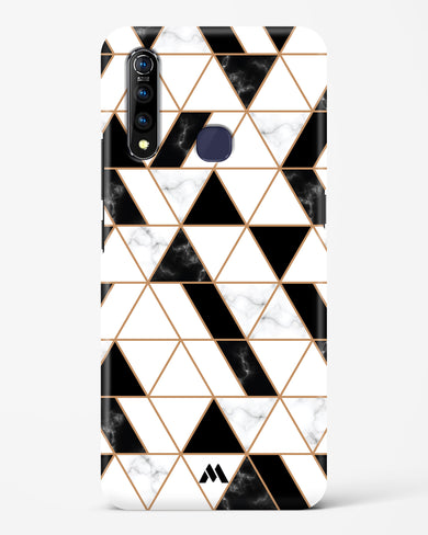 Black on White Patchwork Marble Hard Case Phone Cover (Vivo)