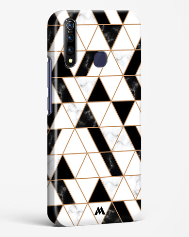 Black on White Patchwork Marble Hard Case Phone Cover (Vivo)