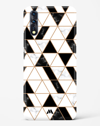 Black on White Patchwork Marble Hard Case Phone Cover-(Vivo)