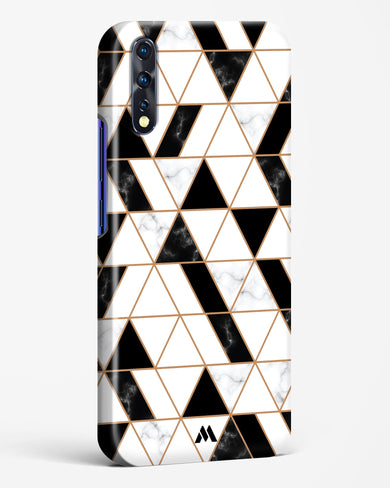 Black on White Patchwork Marble Hard Case Phone Cover-(Vivo)