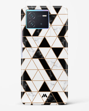 Black on White Patchwork Marble Hard Case Phone Cover-(Vivo)