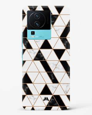 Black on White Patchwork Marble Hard Case Phone Cover-(Vivo)