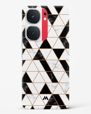 Black on White Patchwork Marble Hard Case Phone Cover (Vivo)