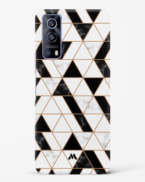 Black on White Patchwork Marble Hard Case Phone Cover (Vivo)