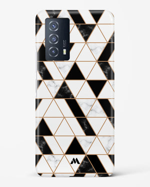 Black on White Patchwork Marble Hard Case Phone Cover (Vivo)