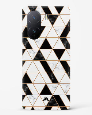 Black on White Patchwork Marble Hard Case Phone Cover-(Vivo)